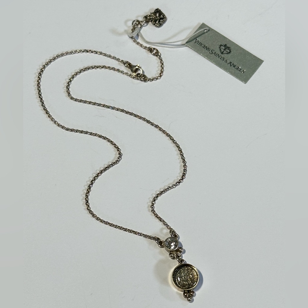 Nwt 925 Vsa San Benito Lucia Crystal Sterling Necklace Virgins Saints & Angels — image 4 of 5